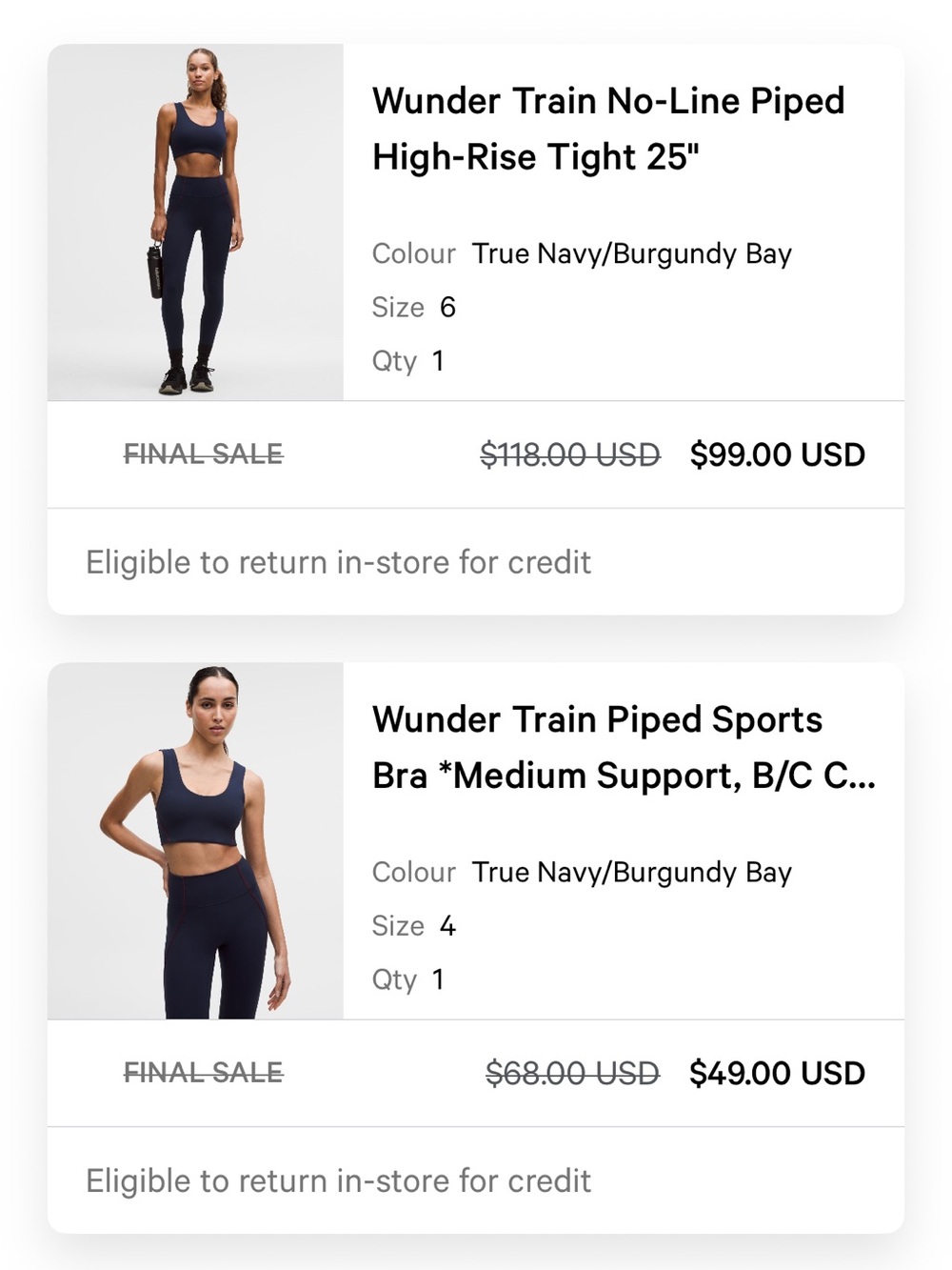 Lululemon wunder train piped set